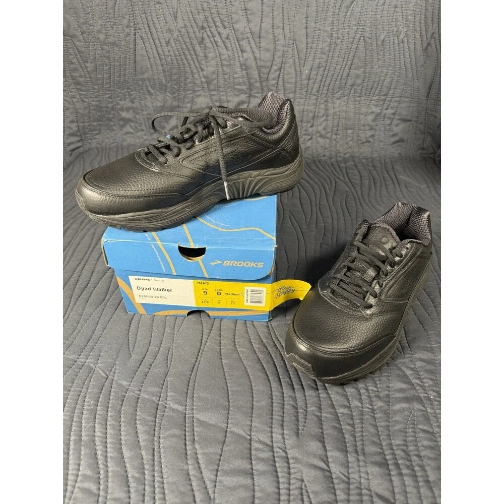 NEW Brooks Dyad Walker Men's Size 9 Wide D Black Leather Walking Shoes w/ Box